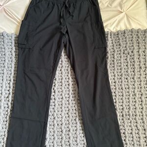 Black Cargo Pants with Relaxed Fit and Elastic Waistband